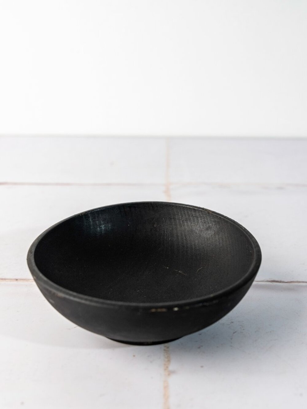 Weathered Black Painted Wood Bowl